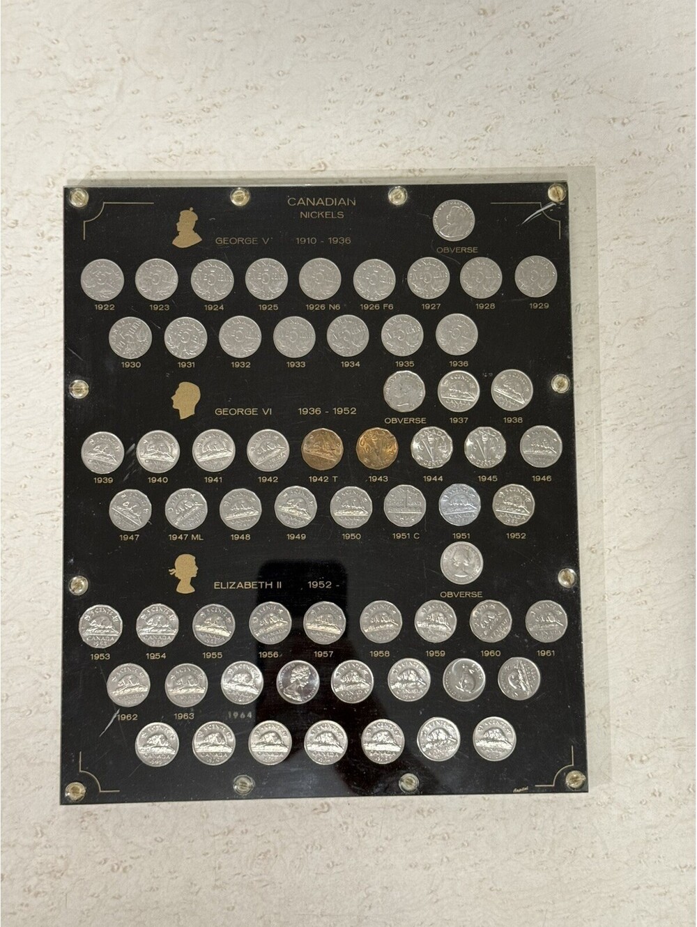 62 Canadian Nickels 1922-1975 1925 1926 Far 6 Near 6 Key Date Coin Set